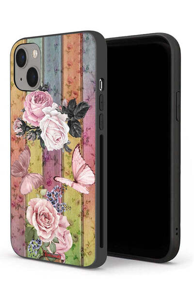 Tolwak غطاء حماية لجهاز ابل ايفون 13 ميني بنقشة فراشات الخوخ والورود