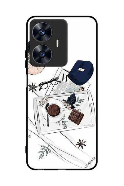 Covernex غطاء حماية لجهاز Realme C55 بتصميم فن القهوة والشوكولاتة