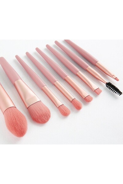 Flippy Portable Mini Set of 8 Makeup Brushes - Pink