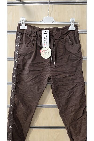 Park Moda Italian Trousers with Cross Stone Detail on the Sides