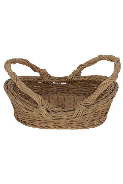 Generic Al Saif Gallery Oval Wicker Serving Basket, 27.5 X 22 X 9 Cm - Beige