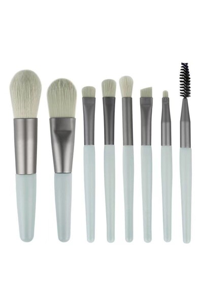 Flippy Mini set portable 8 makeup brushes with mint green case,
