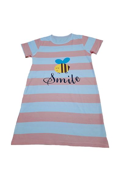 zzz sleep good sleeping !!! Camasa de noapte pentru fetite, alb-roz cu albina