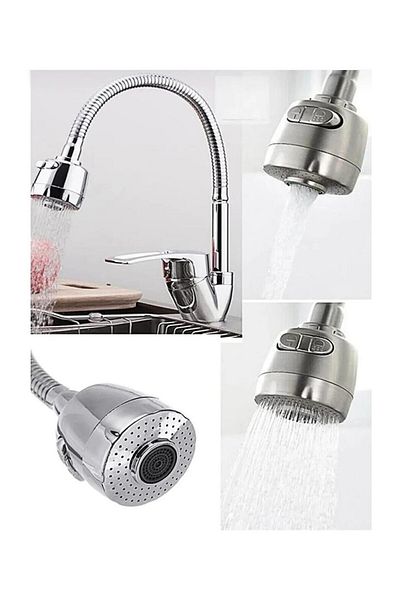 KapKacakAl Spiral Movable Head Water Saving Pressurized Chrome Kubar Kitchen Faucet Sink Head