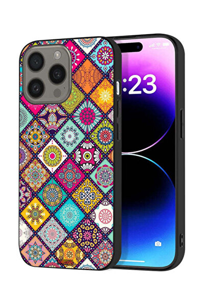 Tolwak غطاء حماية لجهاز Apple iPhone 15 Pro Max بنمط مربعات ماندالا