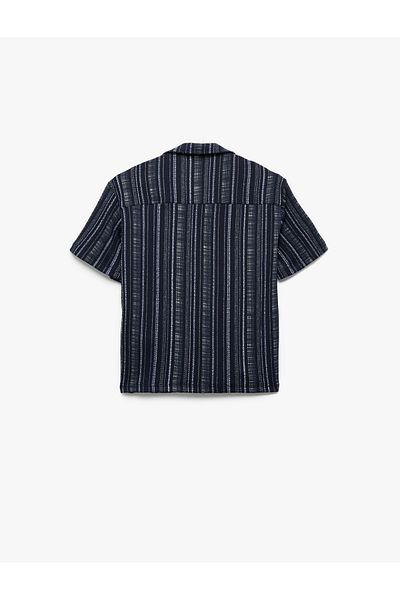Koton Button Detailed Striped Short Sleeve Shirt