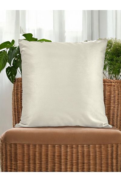 ASDİVA Malcolm Cream Velvet Soft Fabric Decorative Throw Pillow Case 45X45