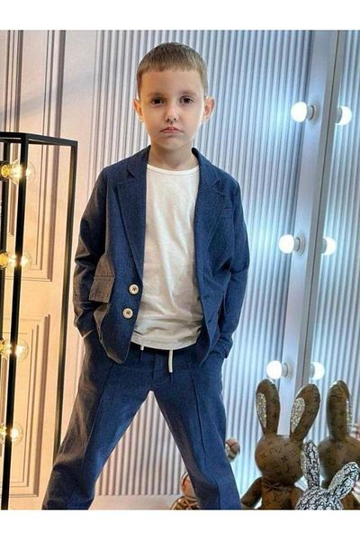 Zekids Baby Boy Linen Triple Basic Suit