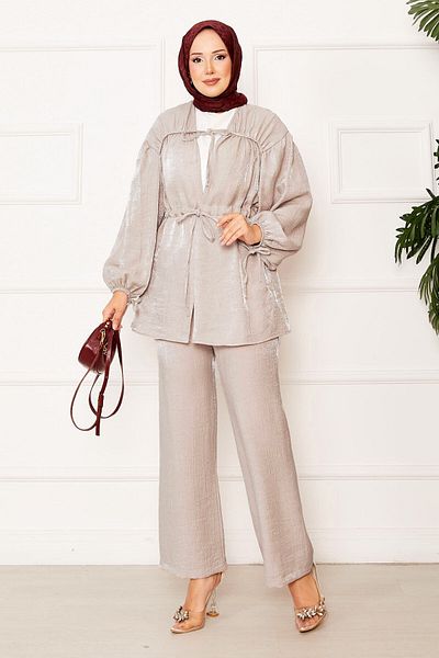 EBRUTESETTÜR Drawstring Detailed Waist Tunnel Kimono Suit
