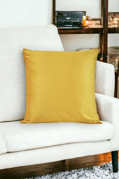 ASDİVA Malcolm Yellow Velvet Soft Fabric Decorative Throw Pillow Case 40X40