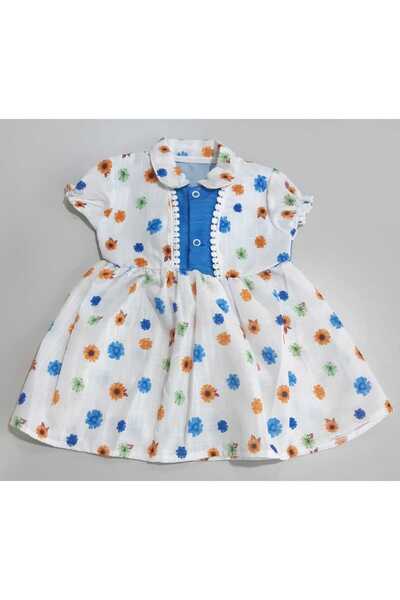 Sönmez Baby PAPATYA DESEN ÖN ROBA SÜSLEMELİ BEBE ÇOCUK ELBİSE