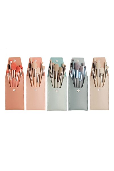 Flippy Mini portable set of 8 makeup brushes with pink case,