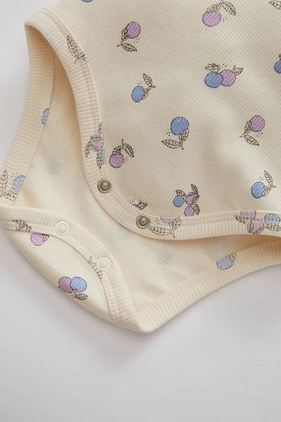 DeFacto Baby Girl Fruit Patterned Long Sleeve Ribbed Camisole with Snap Fasteners Body Bottom Set of 2