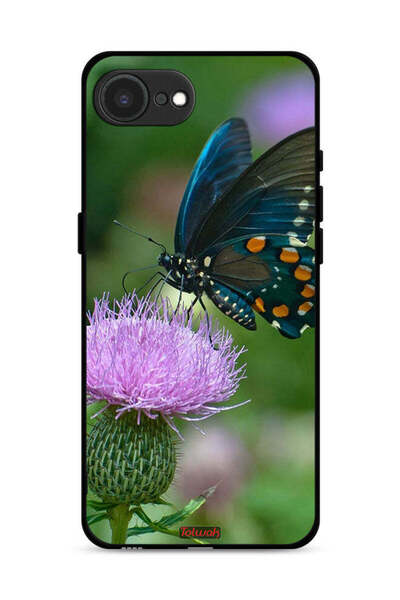 Tolwak غطاء حماية لجهاز Apple iPhone 16e بتصميم فراشة تجلس على زهرة