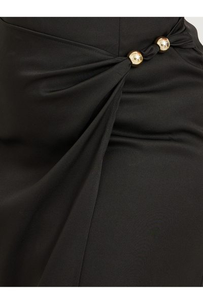 Styli Plus Size Plain Wrap Look A-Line Skirt with Bead Detail