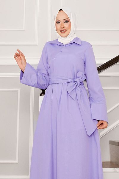 EBRUTESETTÜR Mobile Belted Shirt Collar Dress