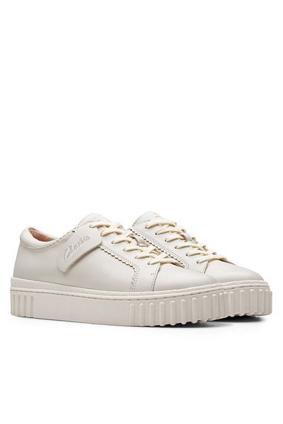 CLARKS Teniși de damă albi CLARKS-26177817 555 OFF WHITE LEA