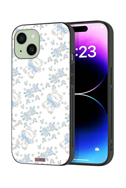 Tolwak غطاء حماية لجهاز آيفون 15 بلس من آبل، مزين برسومات دب تيدي لطيف وزهور