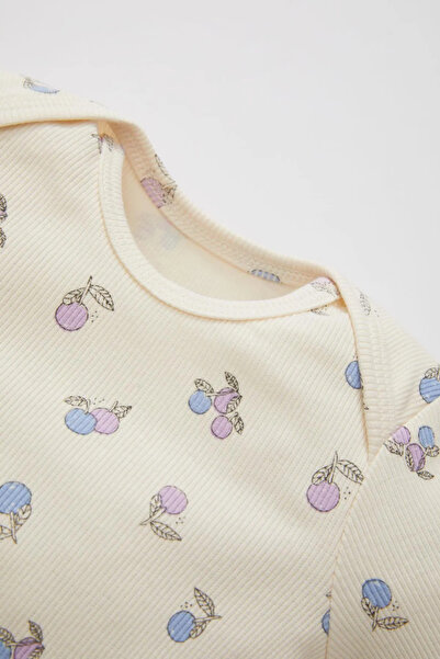 DeFacto Kız Bebek Meyve Desenli Uzun Kollu Fitilli Kaşkorse Çıtçıtlı Body Alt 2'li Takım