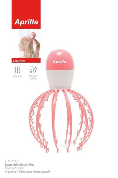 Aprilla Afm-2833 Şarjlı Titreşimli Kafa Masaj Aleti Pembe
