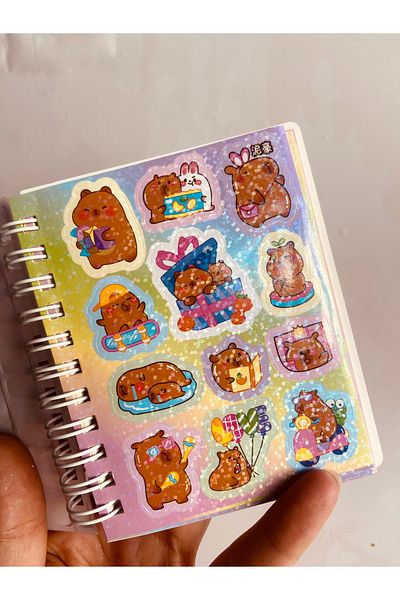 synshop Capybara Kapibara 3d Water Glitter Husă cu mărgele Hologramă Autocolant Blocnotes Spiral