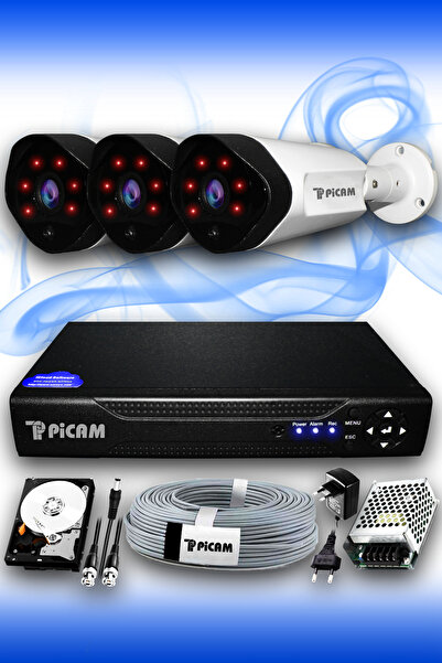 Picam 3 Kameralı Uzay 3 Dış Kamera Set 250 Gb Hdd Full Hd Gece Görüşlü Güvenl...