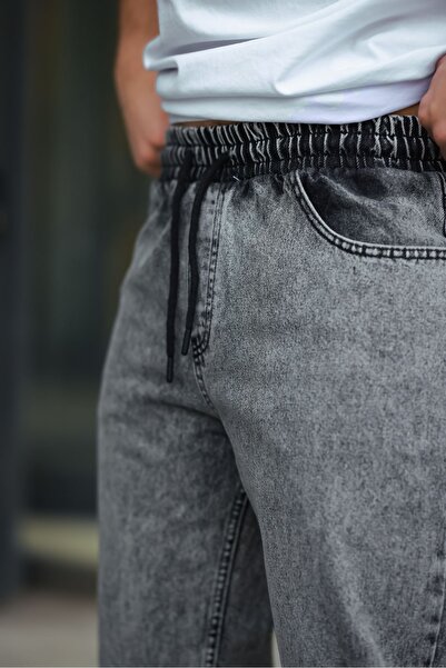 comstar Men's Elastic Waist Wide Leg Smoked Baggy Fit Trousers