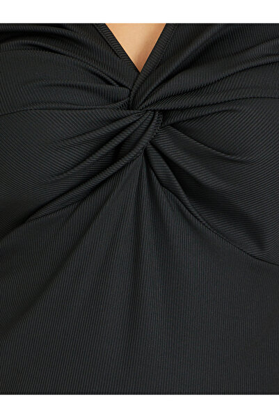 Styli Plus Size Textured Twisted Front T-Shirt