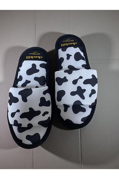 Chochili Unisex Cow Pattern Open Front House Slippers