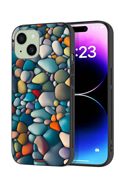 Tolwak Apple iPhone 15 Plus Protective Case Cover Stones Abstract Pattern