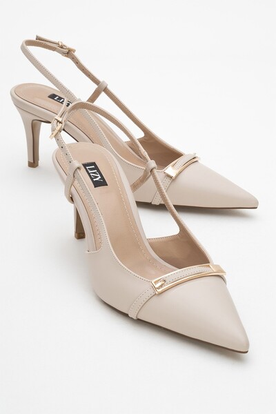 Lizy Shoes Pantofi de damă bej cu toc și vârf ascuțit