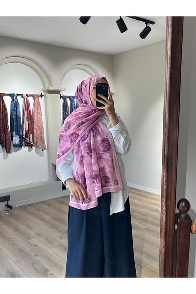 Merwiss Rose Rose Pattern Pink Shawl
