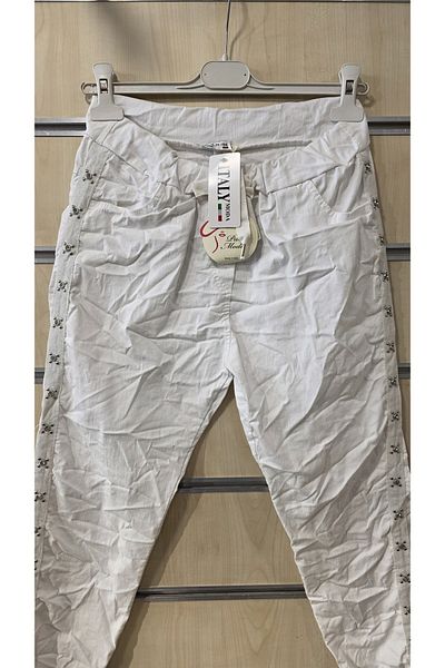 Park Moda Italian Trousers with Cross Stone Detail on the Sides