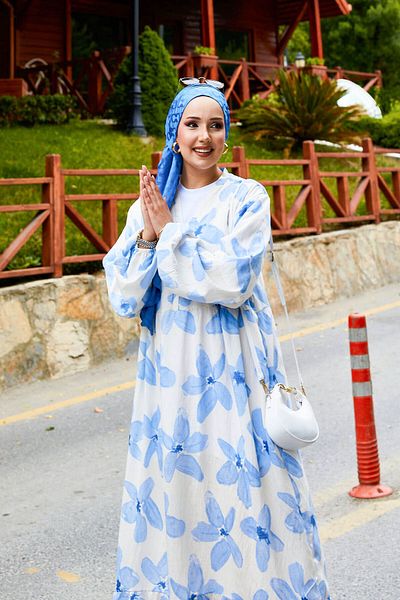 EBRUTESETTÜR Battal Size Half Button Patterned Dress