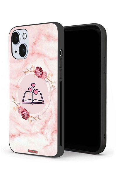Tolwak Apple iPhone 14 Protective Case Three Hearts On Book Artwork