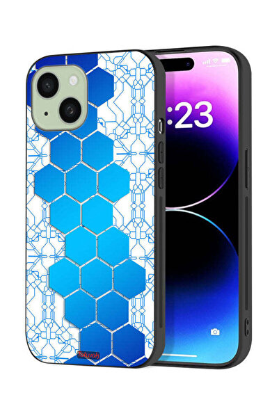 Tolwak غطاء حماية لجهاز Apple iPhone 15 Plus بنمط شبكة أيقونات سداسية الشكل م...
