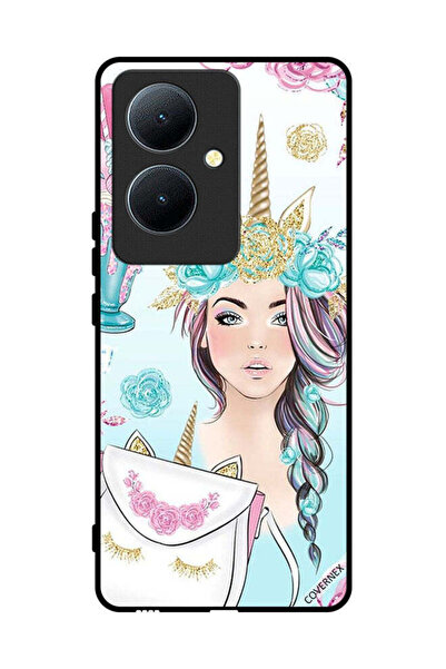 Covernex غطاء حماية لهاتف Vivo Y78 5G رموش على الحقيبة وفتاة وحيد القرن