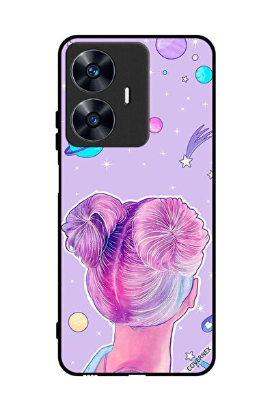 Covernex غطاء حماية لهاتف Realme C55 برسومات فتاة ونجوم الفضاء