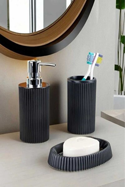 KIZILELMADA طقم موزع صابون الحمام الأسود الاقتصادي المكون من 3 قطع – استخدام ...