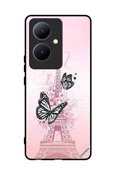 Covernex غطاء حماية لهاتف Vivo Y78 5G برسومات فراشات على برج إيفل