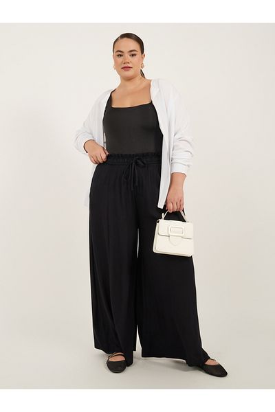 Styli Plus Size Wide Leg Pants with Drawstring