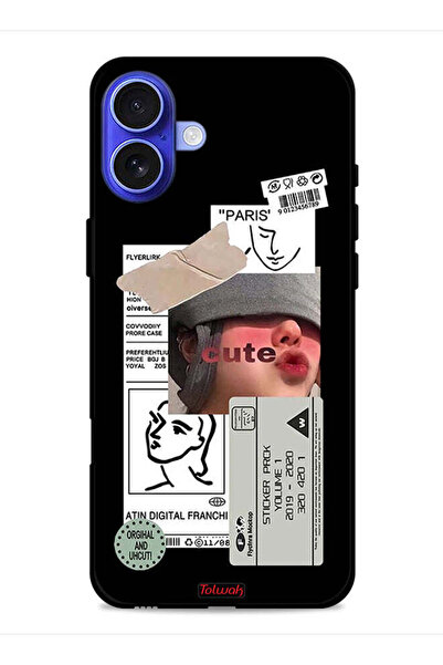 Tolwak غطاء حماية لجهاز Apple iPhone 16 بملصق لطيف
