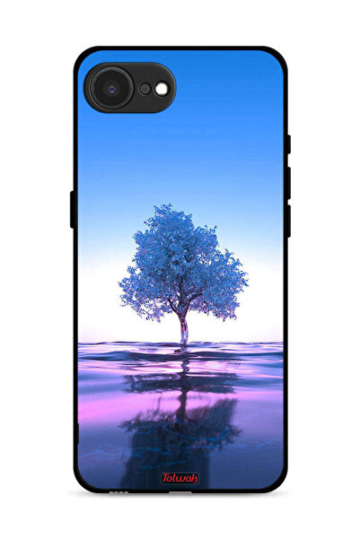 Tolwak غطاء حماية لجهاز Apple iPhone 16e بتصميم شجرة نيون وانعكاس مائي فني رقمي