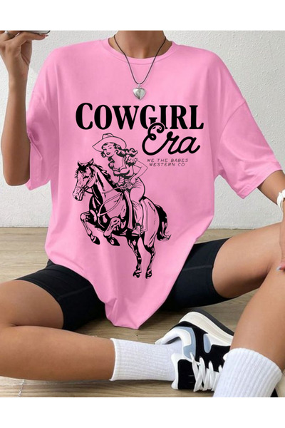 Relax family xf Women's Pink Oversize Loose Cut T-Shirt Simple Crew Neck Cott...