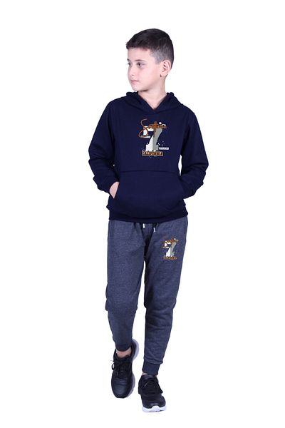 FYK KİDS 3-Piece Boy's Hooded Printed Detail Track Suit Set