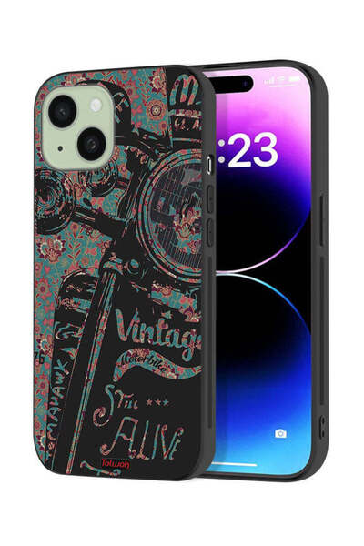 Tolwak Apple iPhone 15 Plus Protective Case Cover Vintage Motorbike