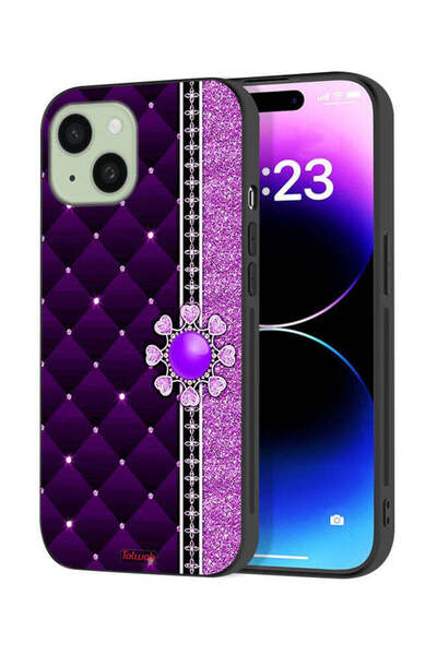 Tolwak Apple iPhone 15 Plus Protective Case Cover Glitter Hearts
