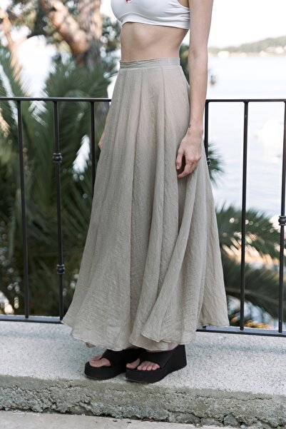 BOHEMAİ Fusta lungă din nurcă cu volan Seonag