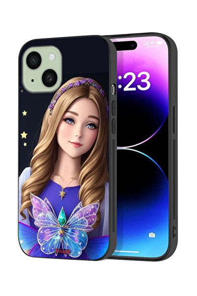 Tolwak Apple iPhone 15 Plus Protective Case Cover Cute Butterfly Girl