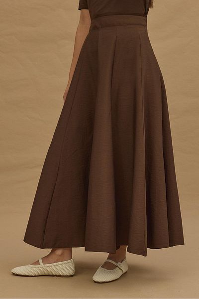 Fahhar Godeli Maxi Skirt Brown
